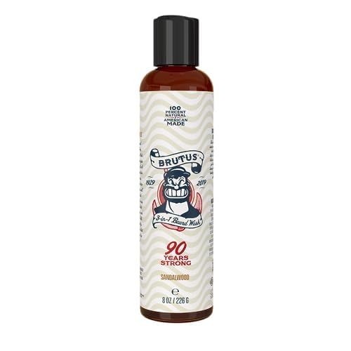 Razor MD Brutus 3-in-1 Natural Beard Wash and Conditioner for Men, Cruelty Free and Nourishing Beard Shampoo, Best for Maintaining and Conditioning Hair, Sandalwood Scent, 8 oz