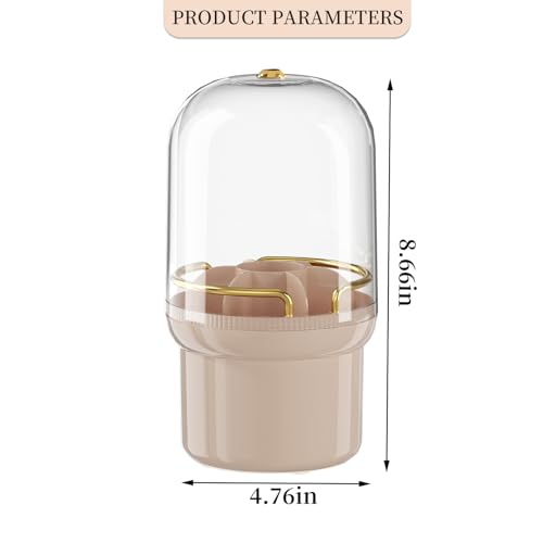THE LIMIT 360 Degree Rotating Makeup Organizer Box, Dustproof Waterproof, 6 Compartments, Covered Brush Holder, Moisture-Proof, Fits Long Makeup Products, Easy Storage, Large Capacity (Pink)