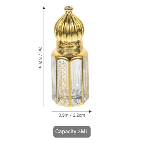 3Pcs Vintage Arabic Perfume Bottle 3ml Crystal Empty Bottles Essential Oil Vials Container for Cosmetic Skincare Liquid