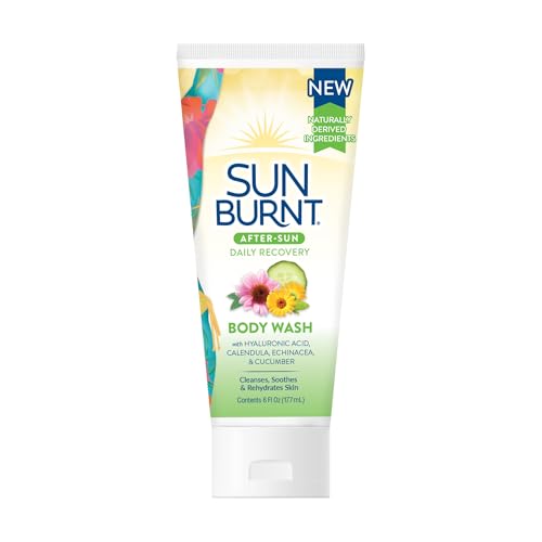 Sunburnt After Sun Body Wash ? Cooling Cleanser with Hyaluronic Acid, Calendula, Echinacea & Cucumber ? Soothes Sunburn, Hydrates & Calms Skin ? Sulfate & Paraben Free, 6 oz