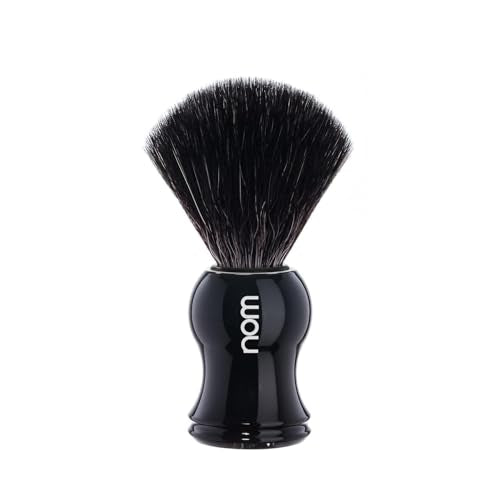 NOM Gustav Shaving Brush | Vegan Shave Brush for Shaving soaps and creams | sustainable eco-friendly and reusable |Exfoliating Shaving Brush | Black handle
