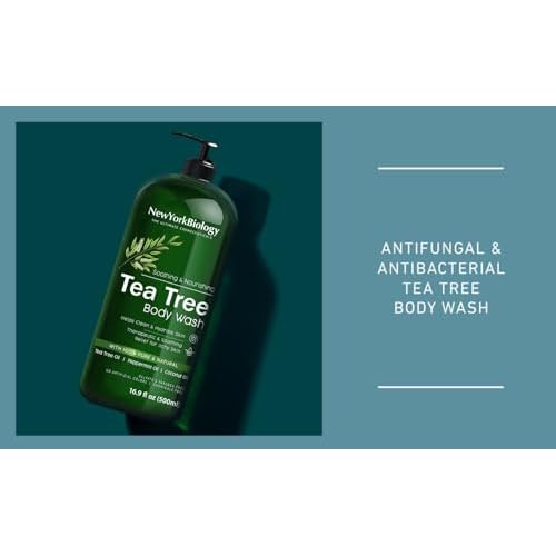 New York Biology Tea Tree Body Wash with Tea Tree Mint Body Wash for Men and Women - Helps Jock Itch & Itchy Skin, Nail Fungus, Athletes Foot, Eczema & Body Odor, Ringworms ? 16 Fl Oz