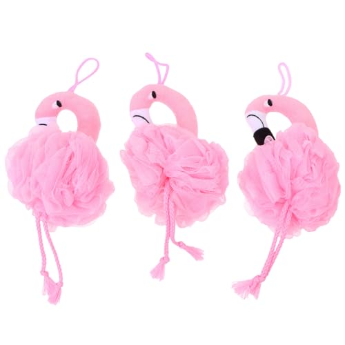 Beaupretty Flamingo Bath Balls for Kids 6 Pcs - Soft Shower Sponges with Gentle Skin Massage and Deep Cleansing for Home and Hotel Bathing 10.23X4.72X7.08 Inches