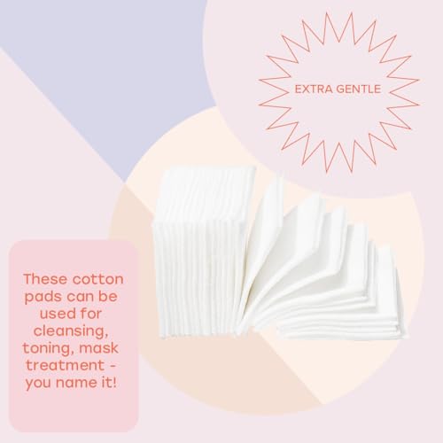 White Rabbit ? Naked Cotton Classic ? Premium 100% Cotton Pads for Toner Use, Makeup Remover, and Masks | Unbleached, Lint-Free, Extra Soft | Korean Skin Care Product (500 Count)