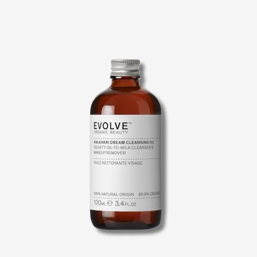 Evolve Organic Beauty - Kalahari Dream Cleansing Oil | Lightweight, Nourishing, Make Up Removal | Squalane, Pink Indigo | Small-Batch, Vegan Clean Beauty (3.4 fl oz | 100 mL) Package May Vary