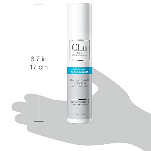 CLn¢ç Acne Cleanser-Facial Cleanser with 0.5% Salicylic Acid to Eliminate Blackheads & Breakouts, Oil-Free & Fragrance-Free, 3.4 fl. oz. (Pack of 2)