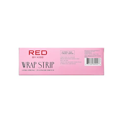 Red by Kiss Hair Wrapping Strip, Ultra Strong 2X Longer Stretch, 40 Strips, Suitable for Wet/Dry Hair, White, Styling Paper for Sleek Hairstyles (3.5", Black, 6 PACK)