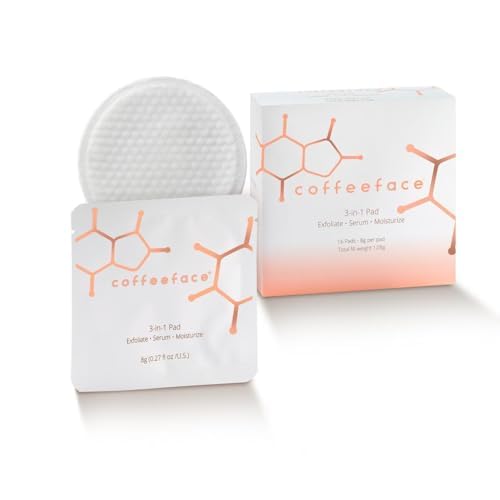 Coffeeface Anti-Aging Moisture Pads with Exfoliation and Hydration | 3-in-1 Textured Skin Treatment | Hypoallergenic for All Skin Types | 16 Count |