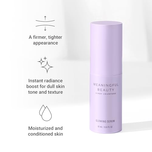 Meaningful Beauty Glowing Serum, Daily Skin Care for Women, Lightweight Hydrating Face Serum, Anti-Aging Formula with Melon Leaf Stem Cell Technology & Vitamin C, Travel Ready, 0.5 Oz