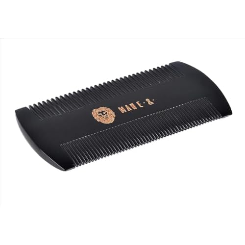 Premium 100% Oxhorn Dual-Action Beard Comb with Genuine Leather Case ? the Perfect Beard Grooming Gift for Men by Man & Mane.