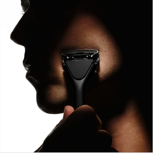 Premium Razor for Men, Handle + 2 Razor Blade Refills + Magnetic Shower Hook, Precision Trim Edge (Matte Black)