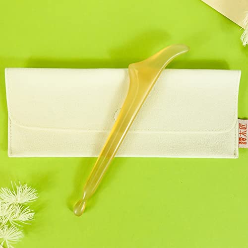 Tan Mujiang Guasha Board Natural Sheep Horn with Unique Handicraft Scraping Therapy Spa Massage Tool Kalla