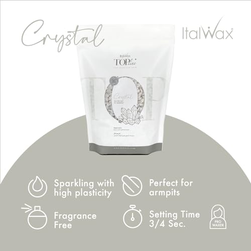 Italwax Top Line Crystal Hard Wax Beads 1.65 lb (750 g) ? Ultra-Delicate Unscented Wax with No Colorants, Semi-Creamy Texture for Facial Areas, Professional Use ? Made in Italy