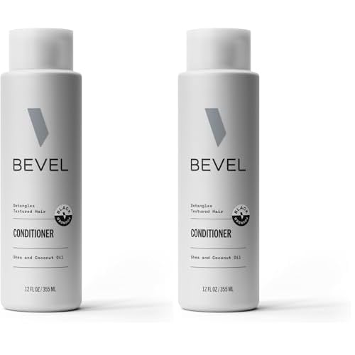 Bevel Hair Conditioner for Men with Coconut Oil and Shea Butter, Sulfate Free Conditioner for Textured Hair, Moisturizes, Conditions and Detangles Hair, 12 Oz (Packaging May Vary) (Pack of 2)