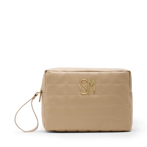 Steve Madden Women's Dobby Double Zip Cosmetic Bag, Timeless Taupe