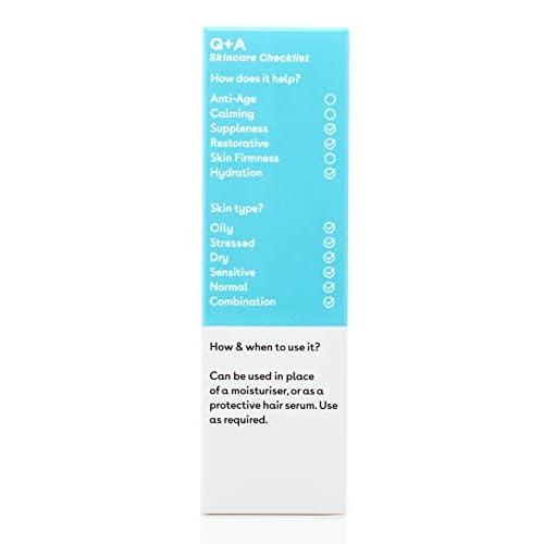 Q+A Squalane Facial Oil (30ml), Natural Hydrating Oil for Soft, Supple Skin, Vegan Formula Derived from Olive Oil, Fragrance Free Skincare, Delivers Deep Hydration for Silky Skin