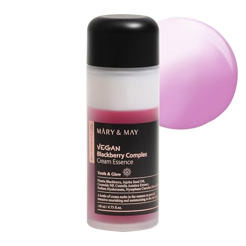 Mary&May Vegan Blackberry Cream Essence ? Shake-to-Mix Dual-Phase Milky Toner, Ceramide + Blue Lotus Water, Barrier Support for Dry/Sensitive Skin, Unscented & Alcohol Free, 140ml (4.73 fl oz)