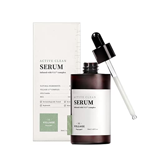 VILLAGE11FACTORY Active Clean Serum AHA BHA Mild exfoliation for acne and excess facial oil Korean Skincare for Blemish Care (1.69 fl oz/50ml)