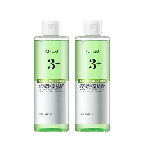 Anua Azelaic Acid 3 CICA Skin Clarifying Toner, Soothing & Clear Care, with Salicylic & Azelaic Acid, Sebum & Spot Care, Suitable for Sensitive Skin, Korean Skincare, 8.45 fl.oz (Pack of 2)