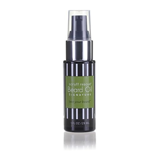SCRUFF RESCUE Beard Oil - Signature Scent, 1 fl oz, Conditioning and Moisturizing, Honest Organic Jojoba, Grape Seed, Castor OIls, Spill-Proof Pump, Scent of Cedar, Bergamot & Benzoin, No Synthetics