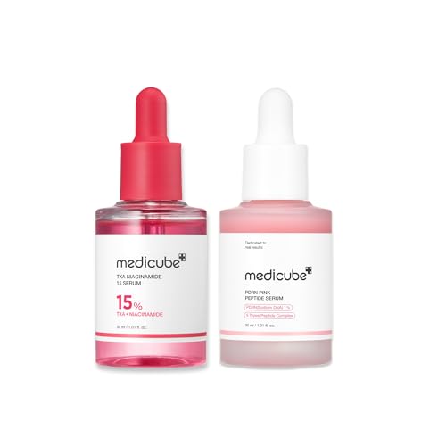 medicube Ultimate Clear Glass Skin Serum Duo: TXA + Niacinamide 15% Glow Facial Serum and PDRN Pink Peptide Serum for Uneven Skin Tone and Texture | Korean Skincare, Valentines Day Gifts for Her