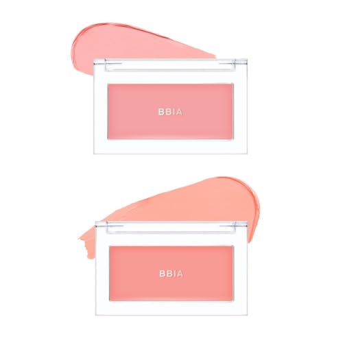BBIA Ready To Wear Downy Cheek Cream Blush 2P Set (01 DOWNY PINK + 02 DOWNY PEACH) / Blendable and Lightweight Cheek Makeup, Highly Pigmented with Long Wearing Formula