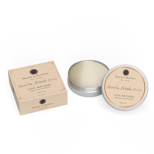 Beards & Bourbon's Beard Balm, Mustache Balm - Infused Mango Butter, Sweet Orange Oil, Grapeseed & Jojoba Oil for Ultimate Conditioning, for the Perfectly Groomed Beard 2oz