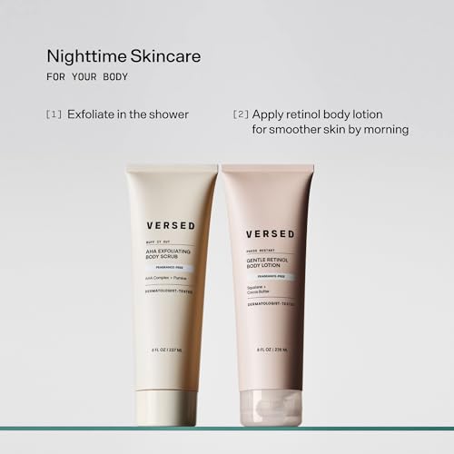 Versed Press Restart Retinol Body Lotion - Cocoa Butter + Squalane Moisturizer for Dry Skin - Firming Body Retinol to Smooth Texture & Brighten Skin - Body Breakout Treatment (8 Fl Oz (Pack of 1))