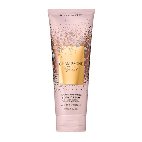 Bath & Body Works Champagne Toast Body Cream, Ultimate Hydration Moisturizer with Shea Butter & Hyaluronic Acid for Dry Skin, Bubbly Champagne & Sparkling Berry Scent, 8 oz - 1 Pack