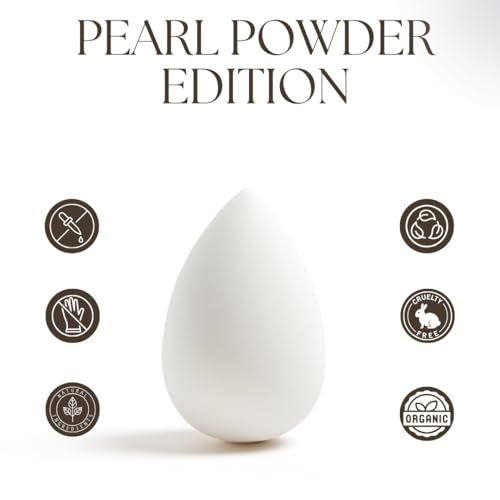 Pearl Beauty Sponge - Plant-Based, Eco-Friendly, Cruelty-Free, Dye-Free & Latex-Free Blender, Biodegradable & Natural Makeup Sponge, Makeup Blender, Perfect for Liquid & Powder (3 Count)