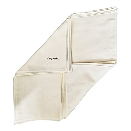 Angel-in-Moms [10 Packs] Organic Cotton Cloth Soft Muslin Gauze Handkerchief Washcloths, Wide Size 14 inch x 14 inch, Facial Cleansing Cloths, Hankies Makeup Remover Towel (Organic Embossing)