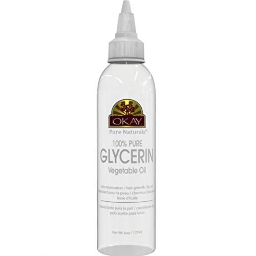 OKAY 100% Pure Glycerin Vegetable Oil - Natural Cleansing for Hair, Skin and Face, Liquid Glycerin to Moisurize and Hydrate for Women and Men - 6 Fl Oz (Pack of 1)