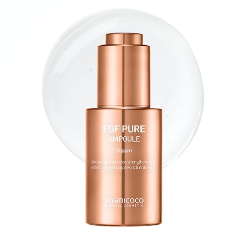 Swanicoco Pregnancy Safe Skincare FGF Pure Ampoule Serum (FGF 10 PPM), Firming Anti Aging, Hyaluronic Acids Glycerin Niacinamide, Improves Dermal Elasticity Reduces Fine Lines Hydrating 30ml 1 Fl Oz