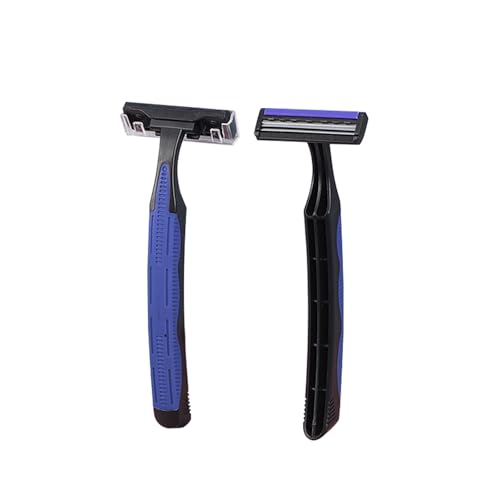 Individually Wrapped 3 Blades Razors Bulk, Travel Size Disposable Manual Razors with Stainless Steel Blade (Blue) (100)