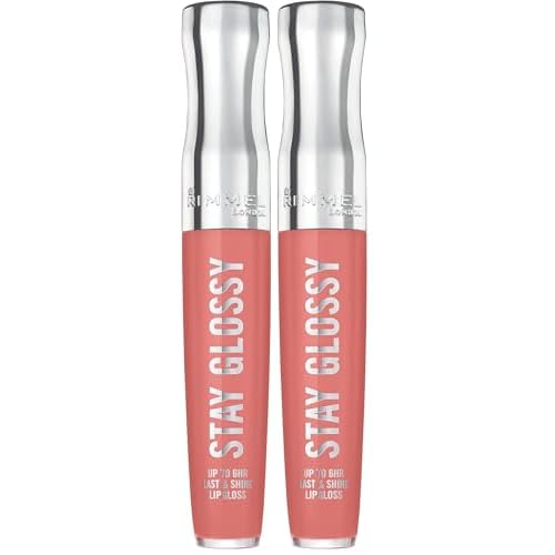 Rimmel London Stay Glossy, 470 Perfect Peony, Lip Gloss, Non-Sticky, Color and Shine, Up To 6-Hour Wear, Precise Applicator, 0.18oz (Pack of 2)
