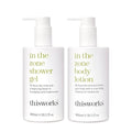 This Works In The Zone Body Lotion & Shower Gel Set: Hydrating Moisturizer & Refreshing Body Wash with Essential Oils, Eucalyptus & Frankincense, Vegan, 10.1 oz Each