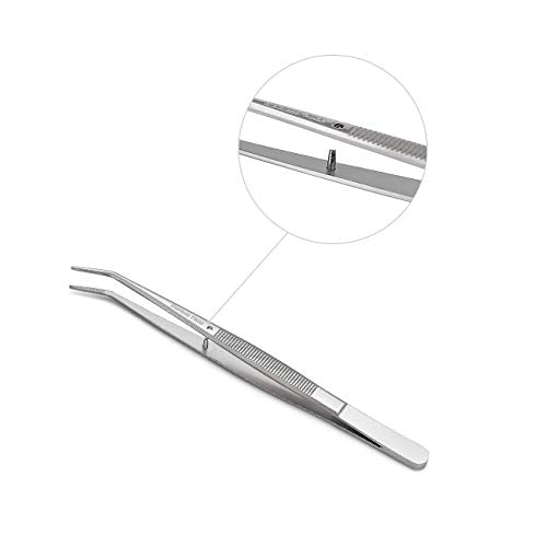Stainless Steel Tweezers, with Curved Serrated Tip Multipurpose Sewing Machine Tweezers Forceps for Craft Repairing (5PCS)