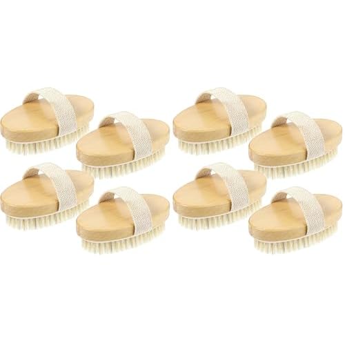 4pcs Dry Brushing Body Brush, Natural Bristle Dry Skin Exfoliating Brush Body Scrub for Flawless Skin, Cellulite Treatment, Lymphatic Drainage and Blood Circulation Improvement (Pack of 2)