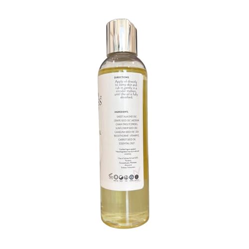 GLIMMER GODDESS Organic Sweet Almond Silky Skin Oil - Moisturizing Dry Skin, 48 Hour Hydration, Unisex 8 oz.