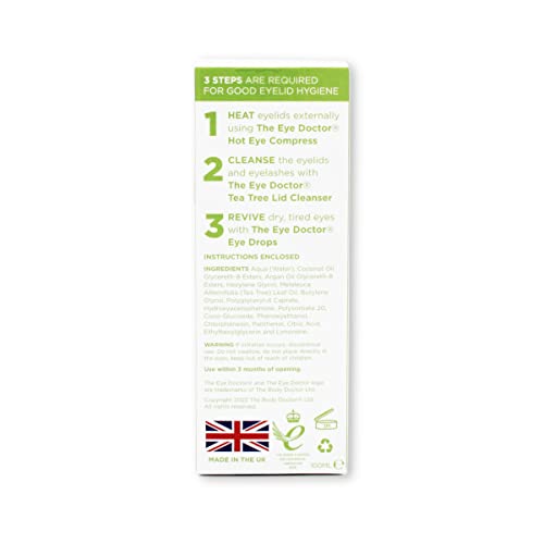 The Eye Doctor Tea Tree Lid Cleanser 100ml ? Daily Eyelid Hygiene Remove Debris & Make-up Eyelid Eyelashes ? For Sensitive Eyes ? Contains Tea Tree Oil Argan Oil Coconut Oil & Micellar Water