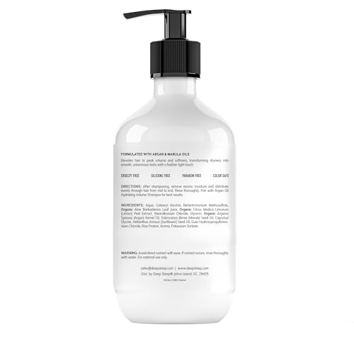 Deep Steep Argan Oil Hydrating Volume Conditioner, 17 oz ? Moisturizing Conditioner with Aloe Vera, Marula Oil, Rice Protein & Glycerin ? Silicone-Free, Vegan, Clean Beauty Hair Care, Silky Hair