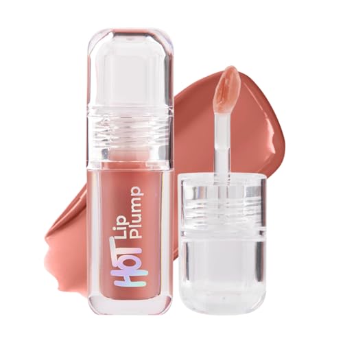 MCoBeauty - Hot Lip Plump Gloss - Fancy, Nude Shade - Moisturising Scented Lip Gloss with Precise Tapered Tip - Contains Vitamin E - Christmas Stocking Stuffers - 10ml