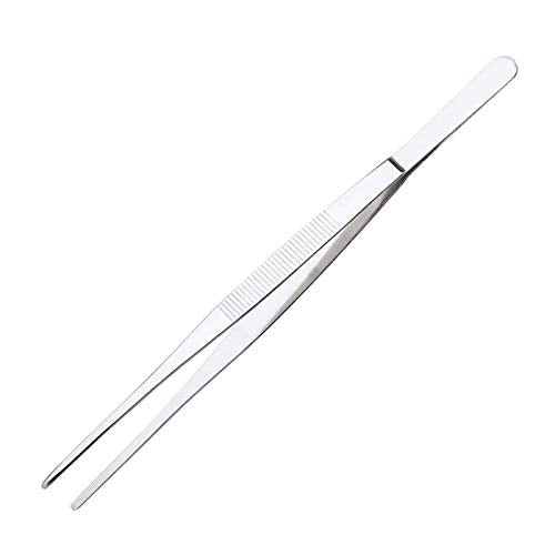 12 Inch Tweezers Stainless Steel Straight Serrated Tip, Precision Cooking Plating Tweezer Tongs, Reptile Feeding Aquarium Aquascaping, Repairing Garden Craft Tool