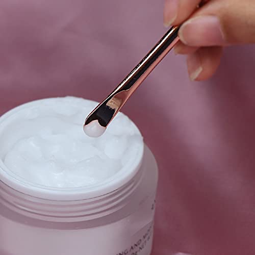 3 Pieces Zinc Alloy Makeup Spatula Eye Cream Spoon Beauty Scoop Mini Spoon Makeup Beauty Spoons Mini Cosmetic Skincare Spatula for Cream Lotions, Cylindrical Handle Type, Golden, Silver, Rose-Gold