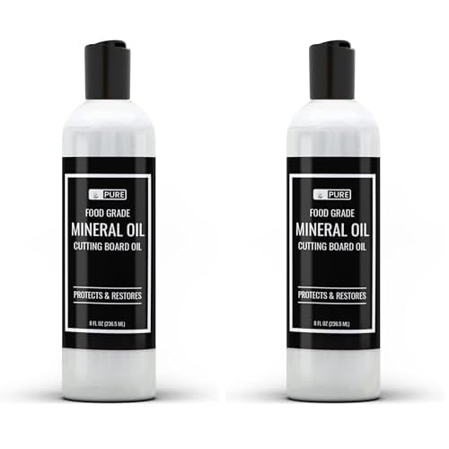 PURE ORIGINAL INGREDIENTS Mineral Oil (8 fl oz) for Cutting Boards, Butcher Blocks, Counter Tops, Wood Utensils (Pack of 2)