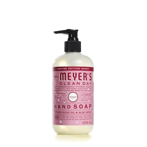 Mrs. Meyer's Clean Day Liquid Hand Soap, Hand Wash Made with Essential Oils, Peppermint Scent, 370 ml Soap Pump Bottle