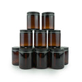 Glass Amber 8oz Jar - 12 Packs, Empty Round Jars For Beauty Products, Lotion, and Powders - Black Lid - Small Candle Jars