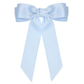 L. Erickson Johanna Light Blue Bow Hair Clip, Double Satin Bow On French Style Barrette Clasp, Elegant & Feminine Style Hair Accessory