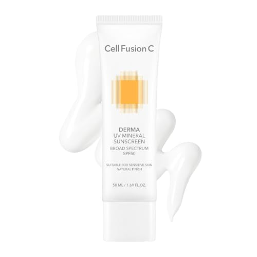 Cell Fusion C Derma UV Mineral Sunscreen SPF 50, Face Sunscreen for Sensitive Skin, Made with 19% of Zinc Oxide, Natural Finish, 50ml / 1.69 fl.oz