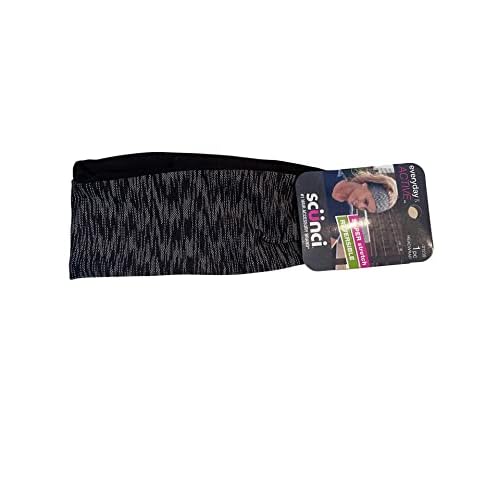 Scunci headwrap, black and gray, 21239, super stretch, reversible
